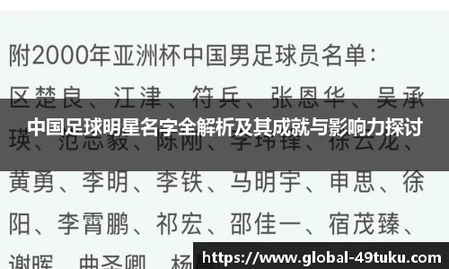 中国足球明星名字全解析及其成就与影响力探讨